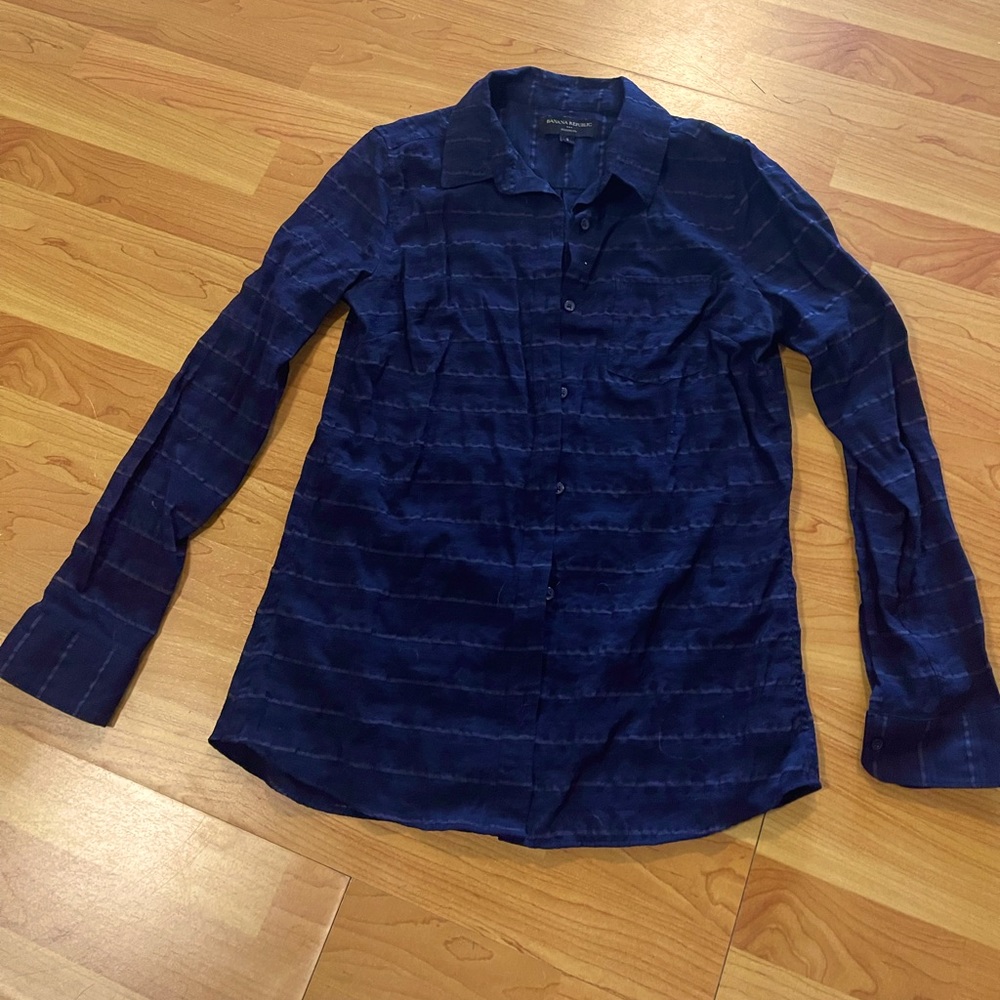 Navy Blue Long Sleeve with Sheet Stripes